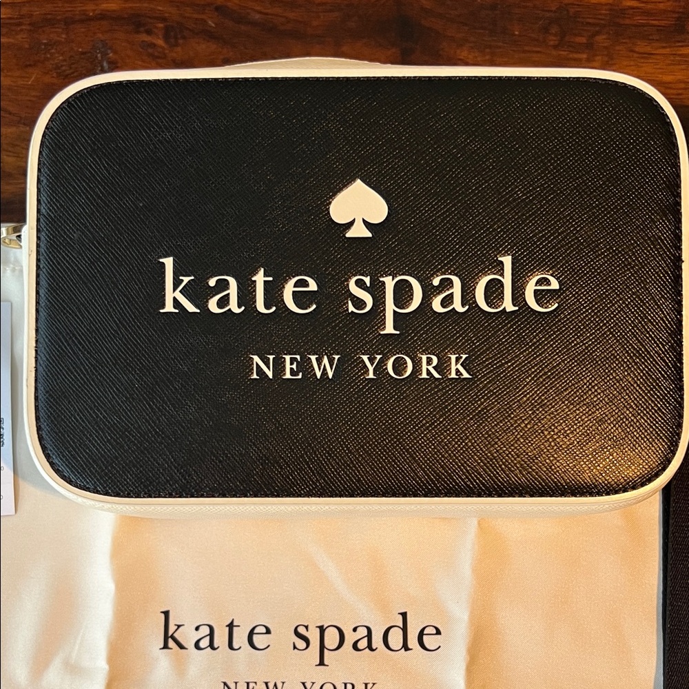 New Kate Spade Black and  Crossbody Bag with Gold Accents